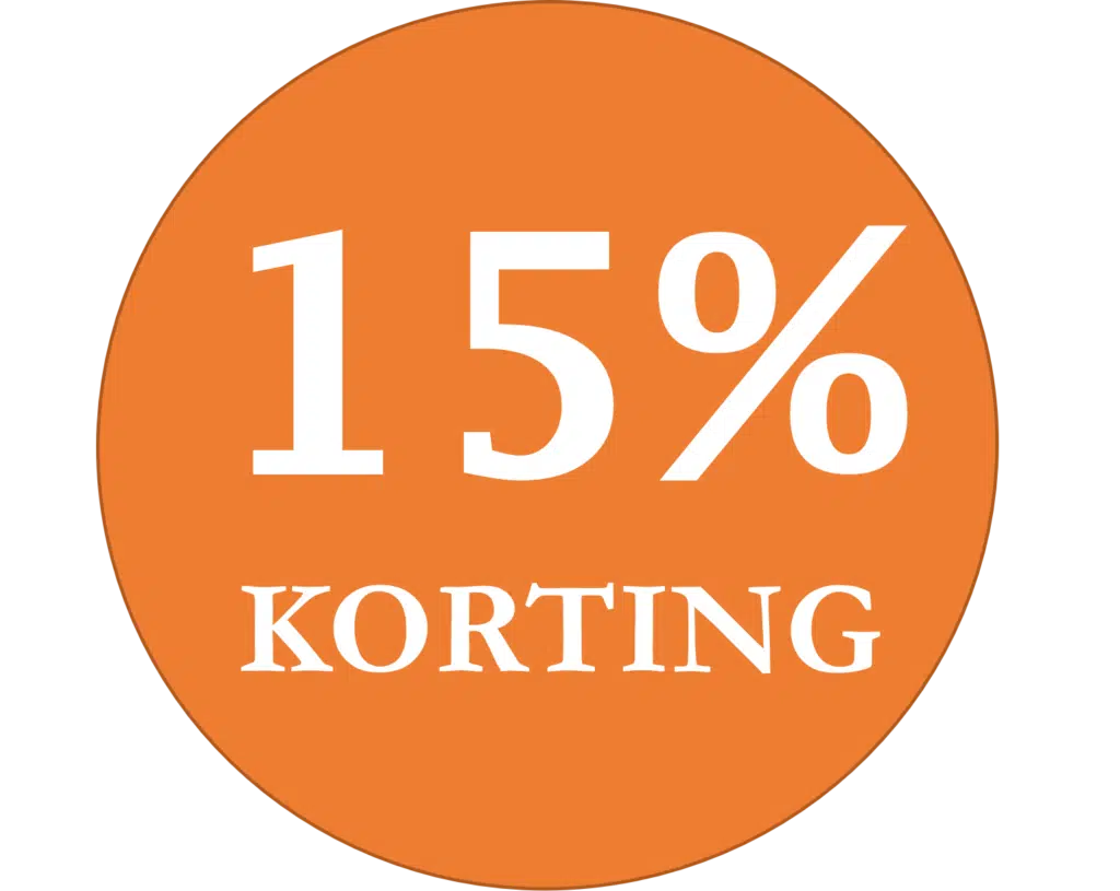 15% korting sticker